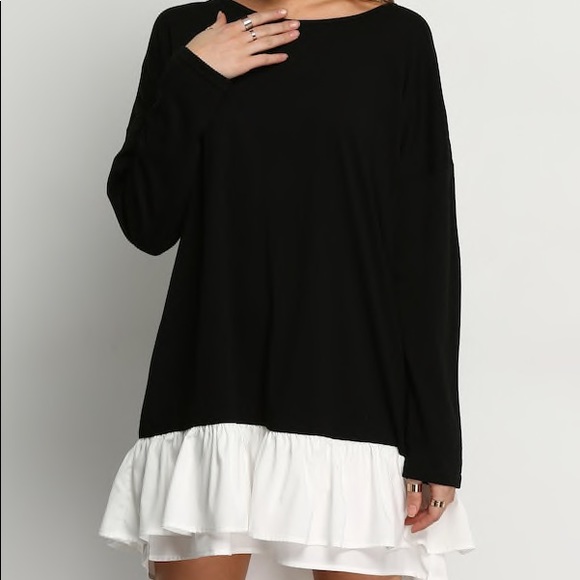 Dresses & Skirts - BOGOFREE! Black and White Ruffle Hem Dress